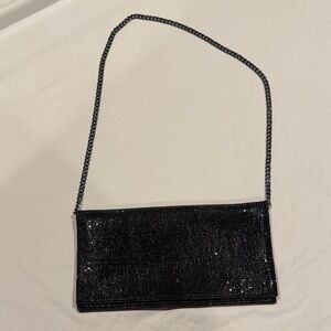 Express Black Beaded Chain Clutch